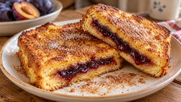 Smažený toast se švestkovými povidly Smažený toast se švestkovými povidly