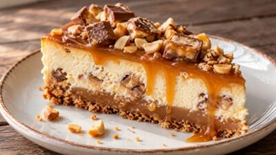 Snickers cheesecake s karamelem a ořechy