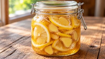 Medový sirup proti kašli s citronem a zázvorem
