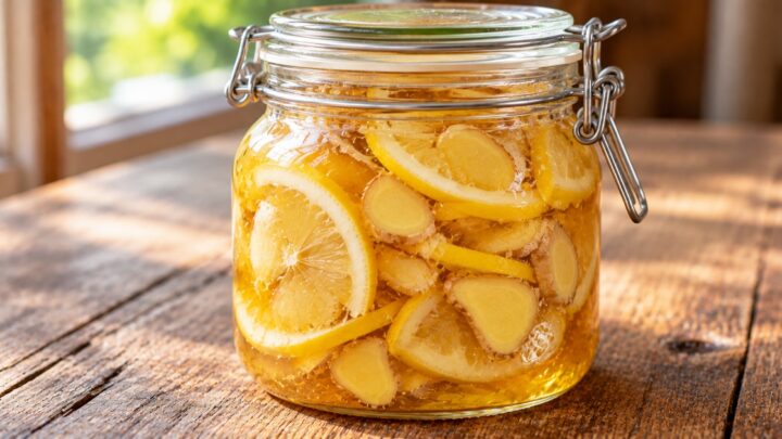 Medový sirup proti kašli s citronem a zázvorem