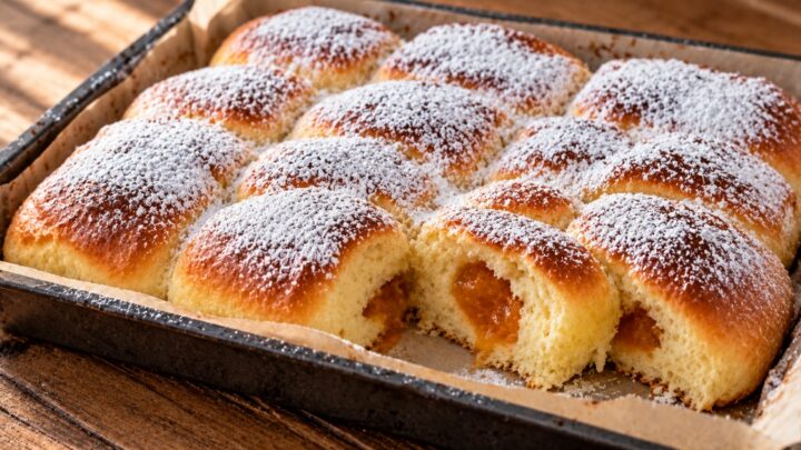 Kynuté buchty s meruňkovou marmeládou Kynuté buchty s meruňkovou marmeládou