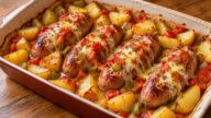 Pečené klobásy s mozzarellou a zeleninou