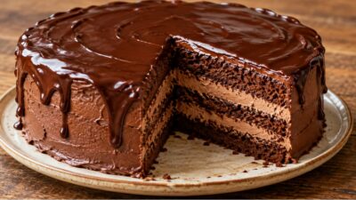 Vláčný kávový dort s čokoládou a ganache